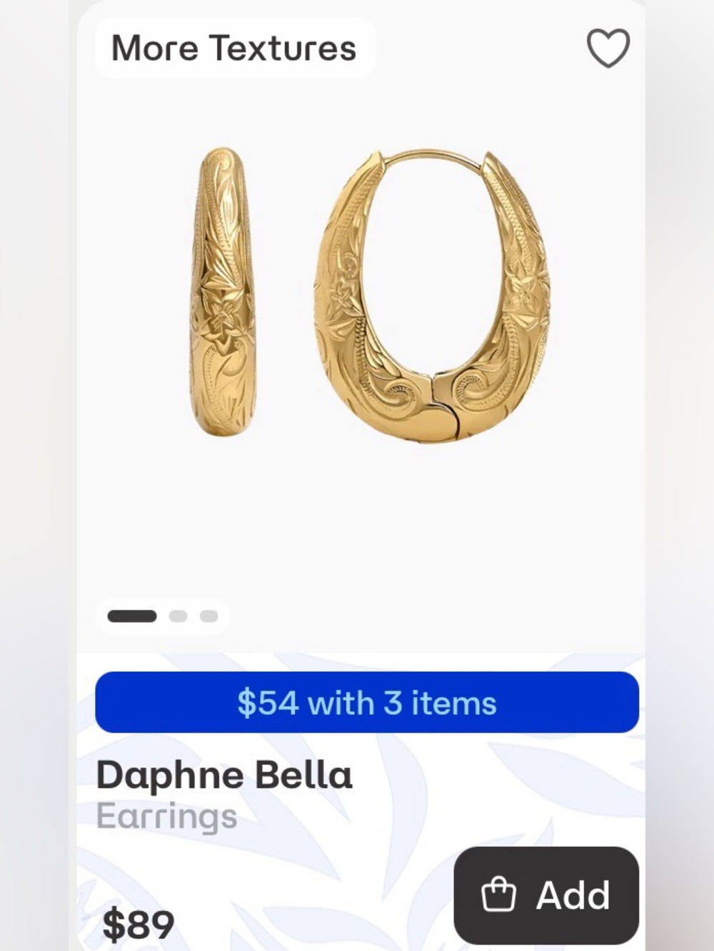 Daphne Bella Gold Engraved Hoop Earrings